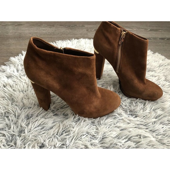 Michael Kors Brown Suede Heel Booties - Picture 1 of 9